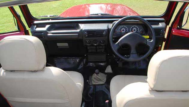 The steering wheel is derived from the Mahindra Bolero of yesteryears