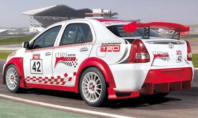 Race cars of Toyota Etios showcased in Chennai for the first time