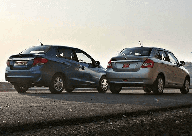 Honda Amaze vs Maruti Dzire Back View