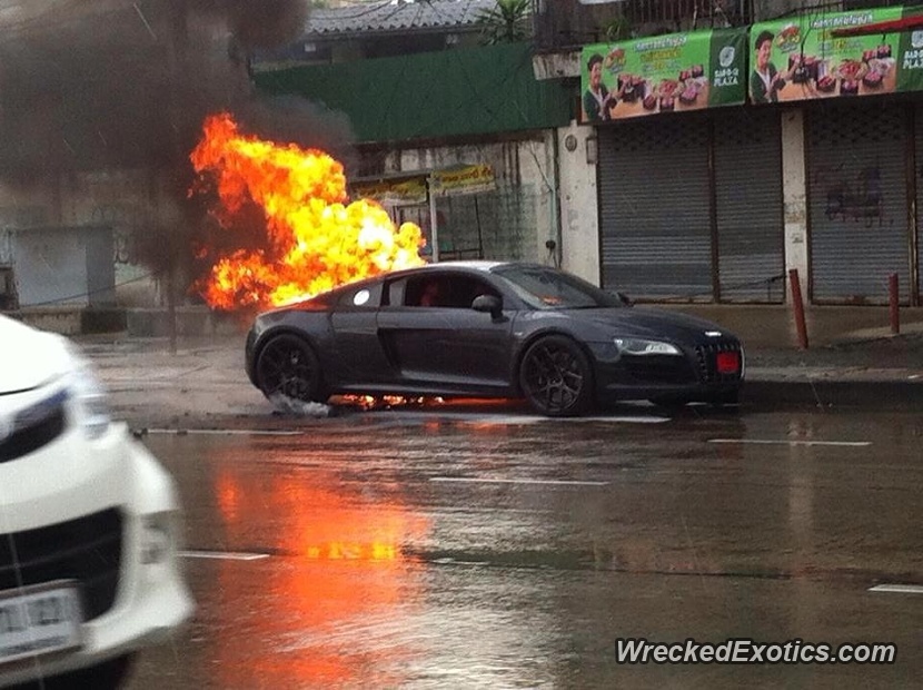 Audi R8 Caught Fire In Thailand