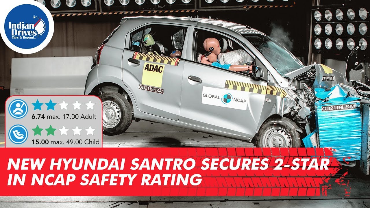 New Hyundai Santro Secures 2 star In NCAP Safety Rating