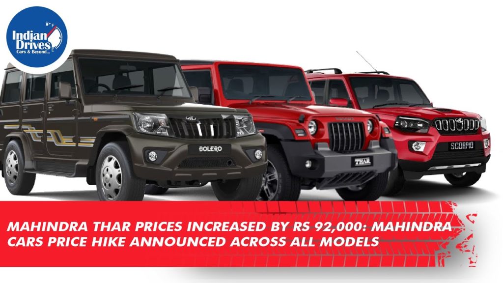 Mahindra Thar Prices Increased By Rs 92,000: Mahindra Cars Price Hike Announced Across All Models